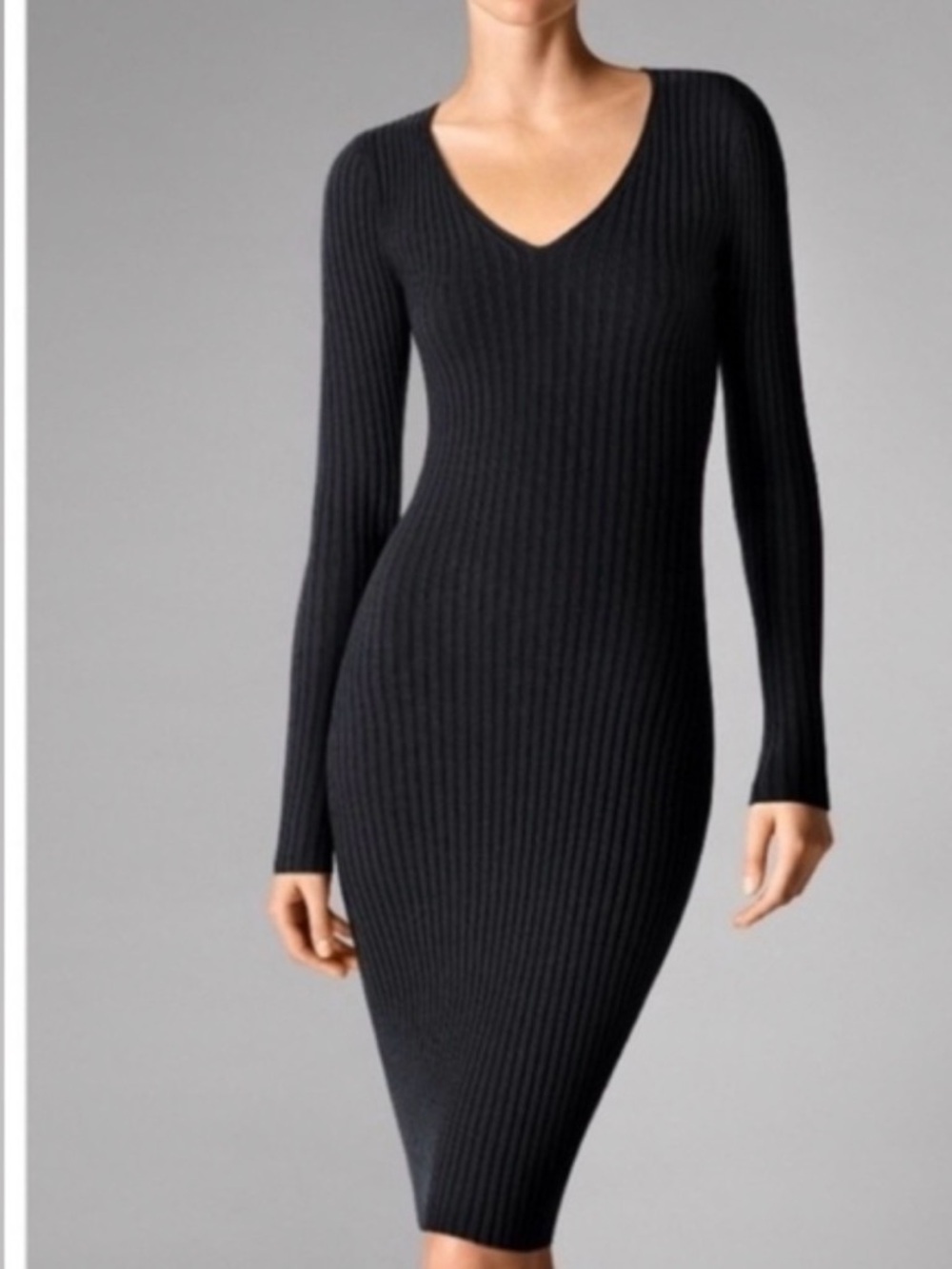 Wolford Round neck ribbed wool blend dress in black Sz XS